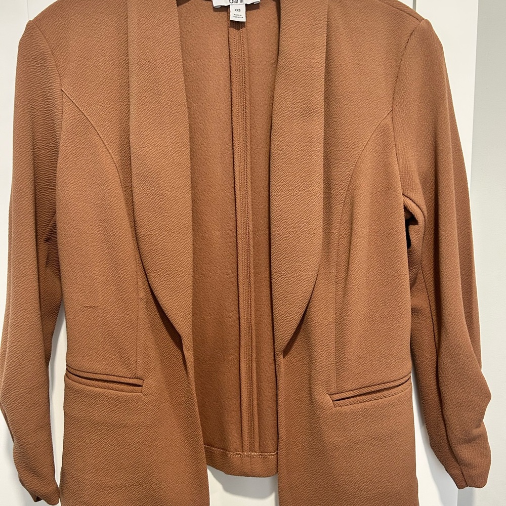 Bar III Tan Blazer Classic Tailored Silhouette